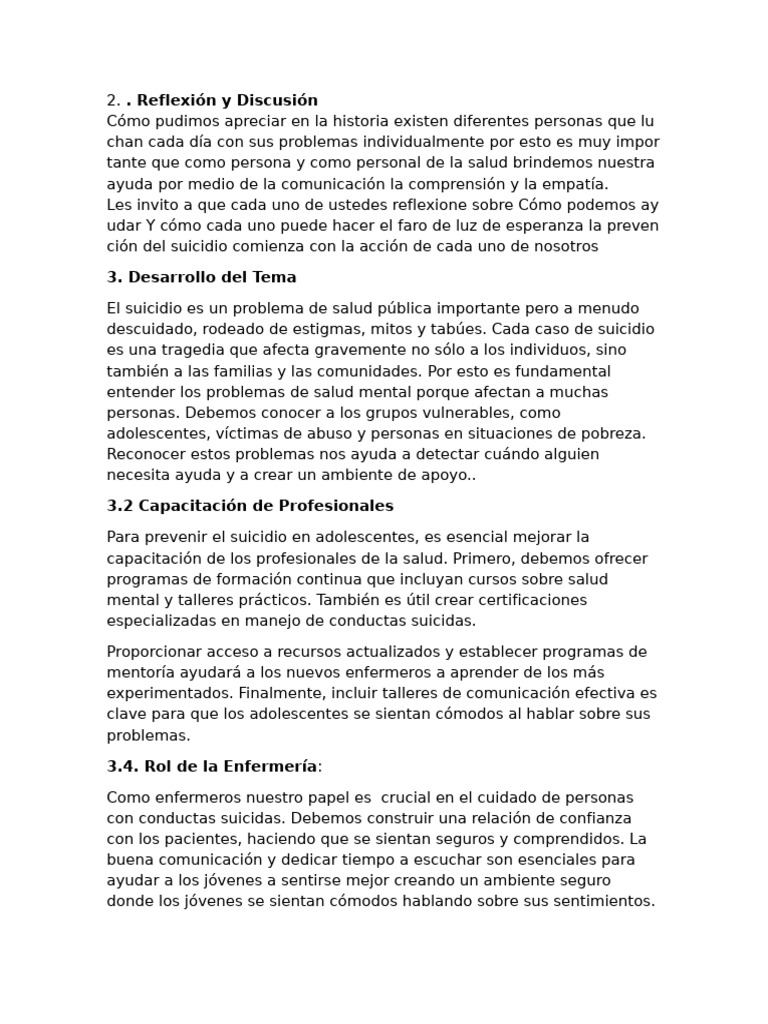 Prevención del Suicidio en Adolescentes | PDF | Salud mental | Suicidio