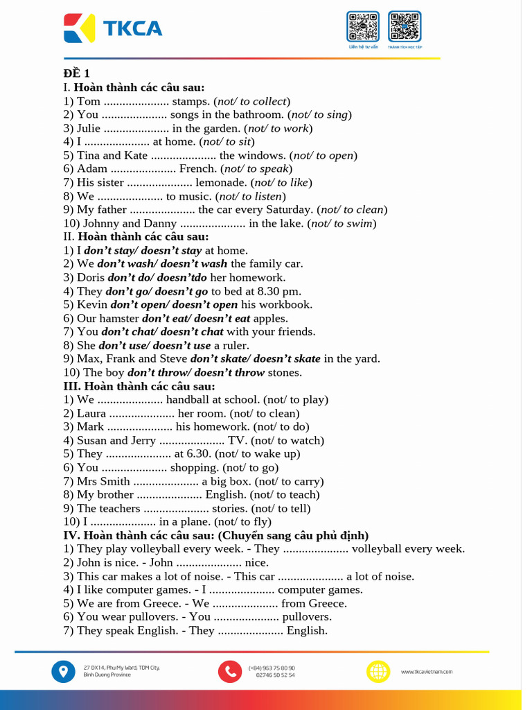 English Grammar: Negative and Question Forms | PDF | Language Arts ...