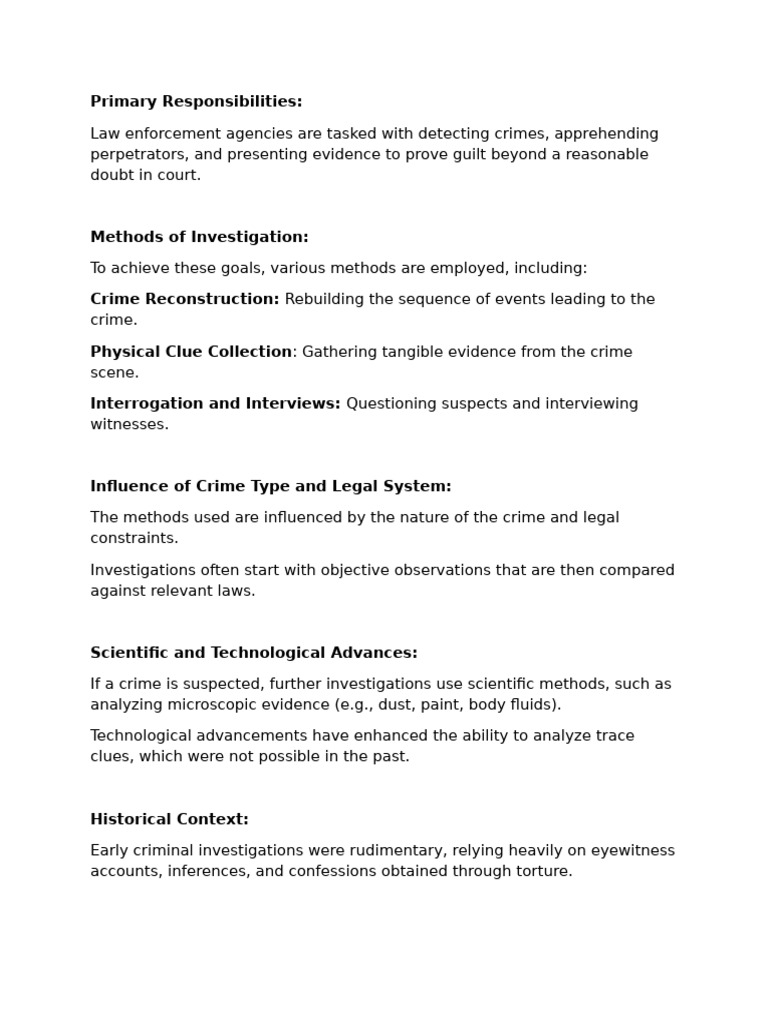 Criminal Investigation Methods and History | PDF | Forensic Science ...