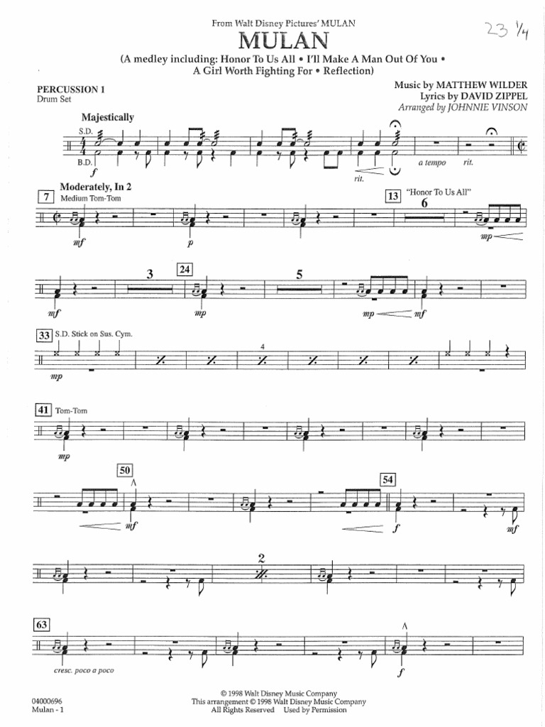 PERCUSSIONS - Mulan | PDF | Percussion Instruments