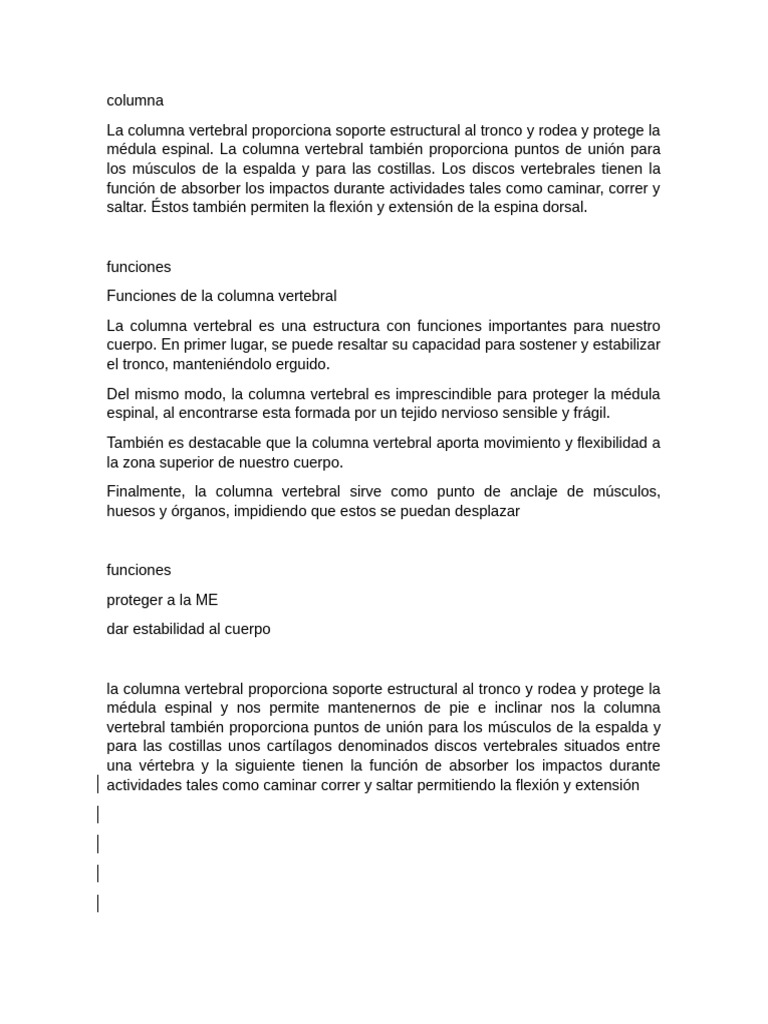 Funciones y estructura de la columna vertebral | PDF | La columna ...