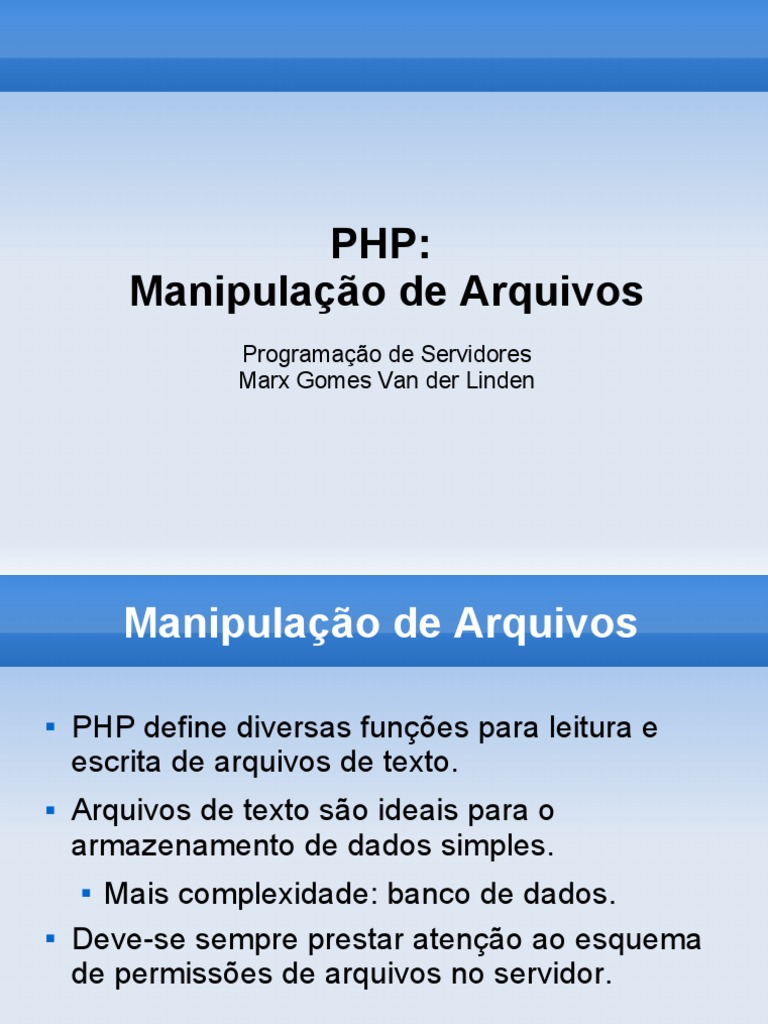 Manipulação de Arquivos em PHP | PDF | Arquivo de texto | Engenharia de ...