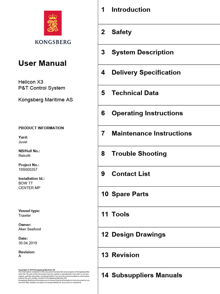 Kongsberg Helicon X3 User Manual | PDF | Clutch | Engines
