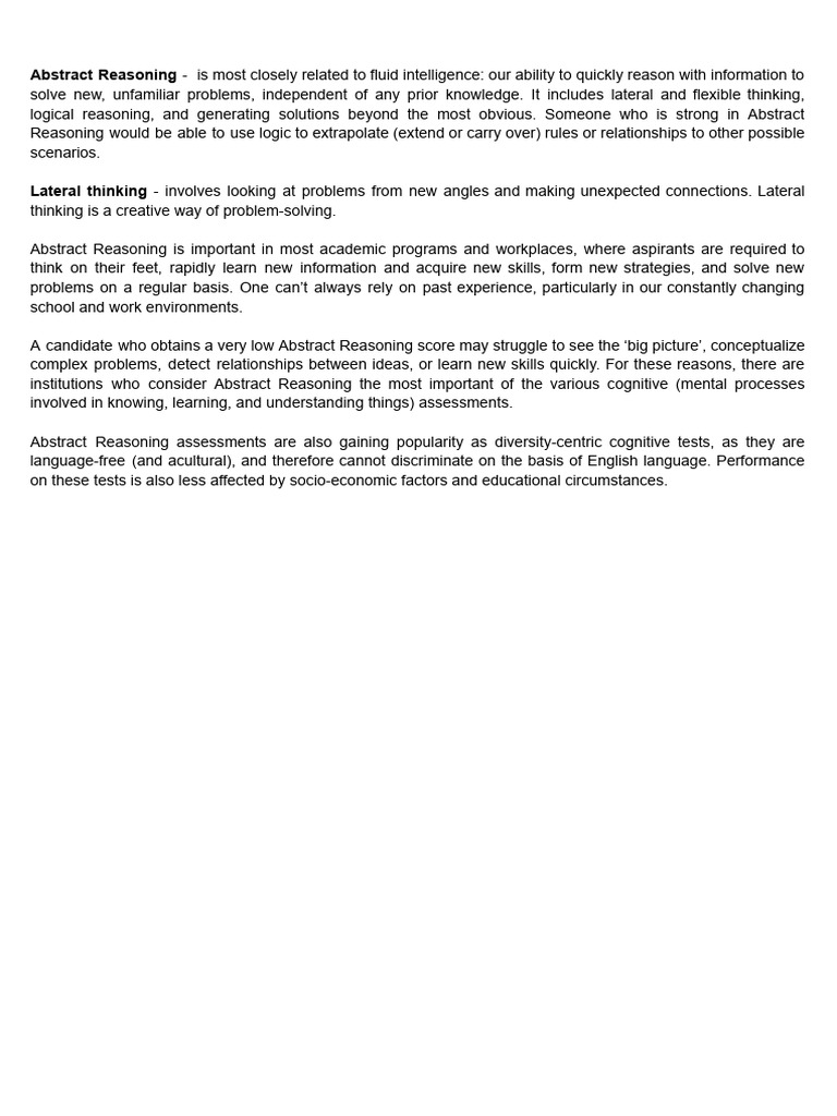 Understanding Abstract Reasoning Skills | PDF