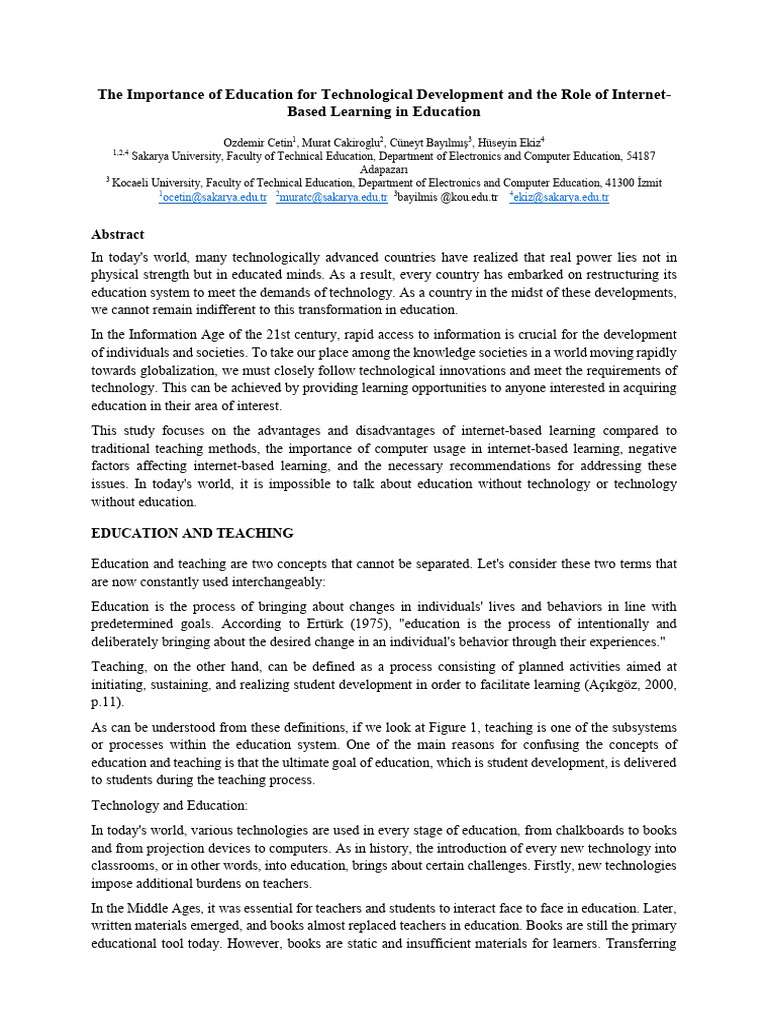 The Importance of Education For Technological Development and The Role ...