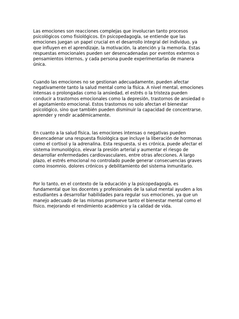 Impacto de las emociones en el aprendizaje | PDF