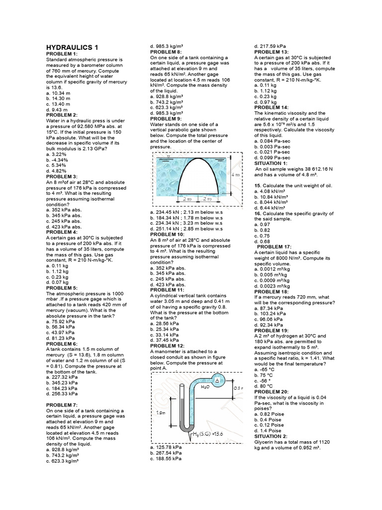 To Print Hydraulics | PDF | Pressure | Pressure Measurement