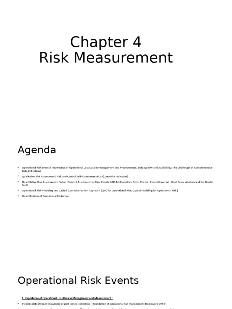 Ch4 - Risk Measurement - FOR SESSION-2 | PDF | Risk | Operational Risk