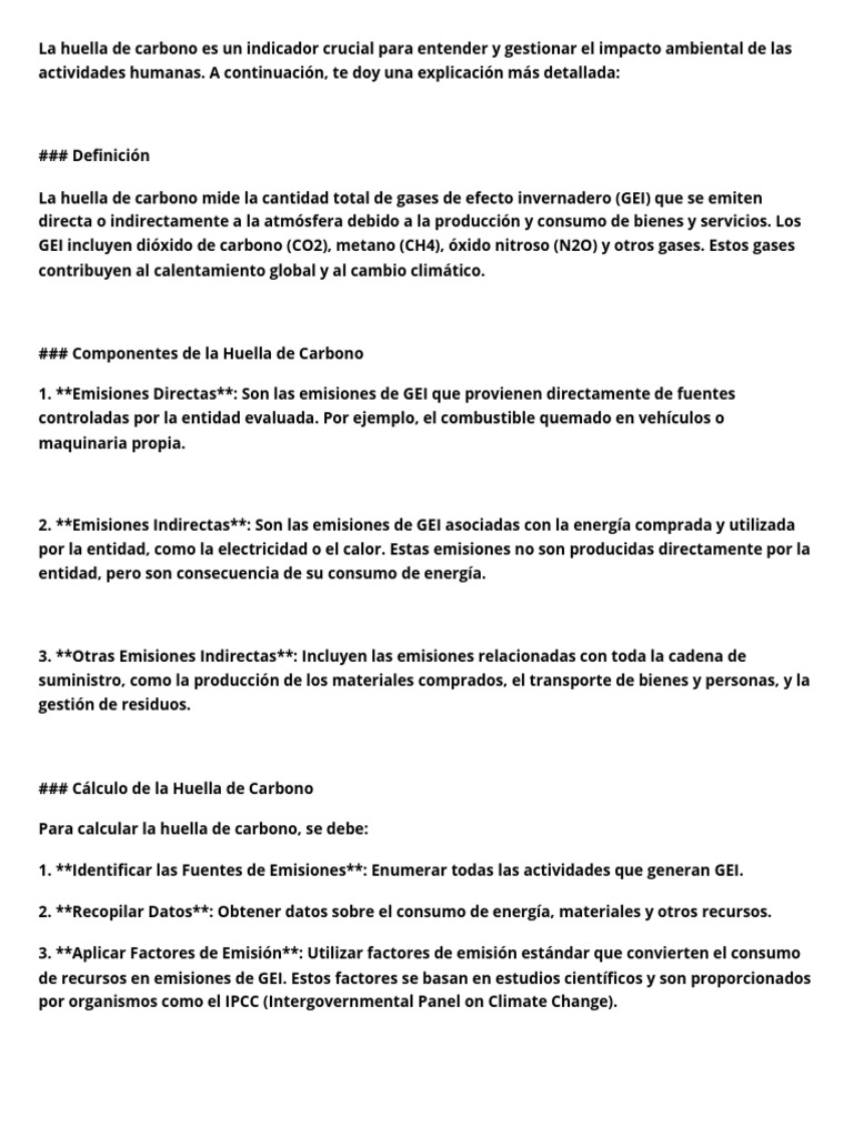 Huella de Carbono: Definición y Cálculo | PDF | Gases de efecto ...