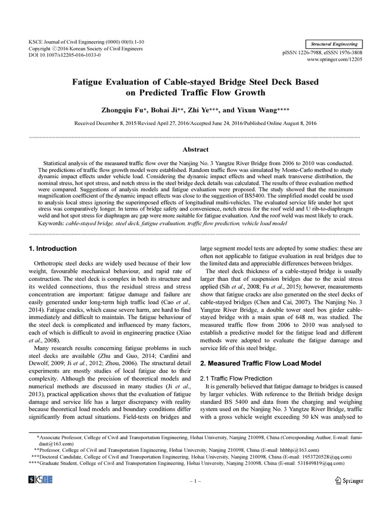 Fatigue Evaluation of Cable-Stayed Bridge Steel Deck Based On Predicted ...
