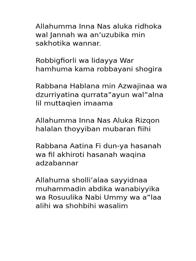 Doa Ridhoka Wal Jannah | PDF | Foreign Language Studies