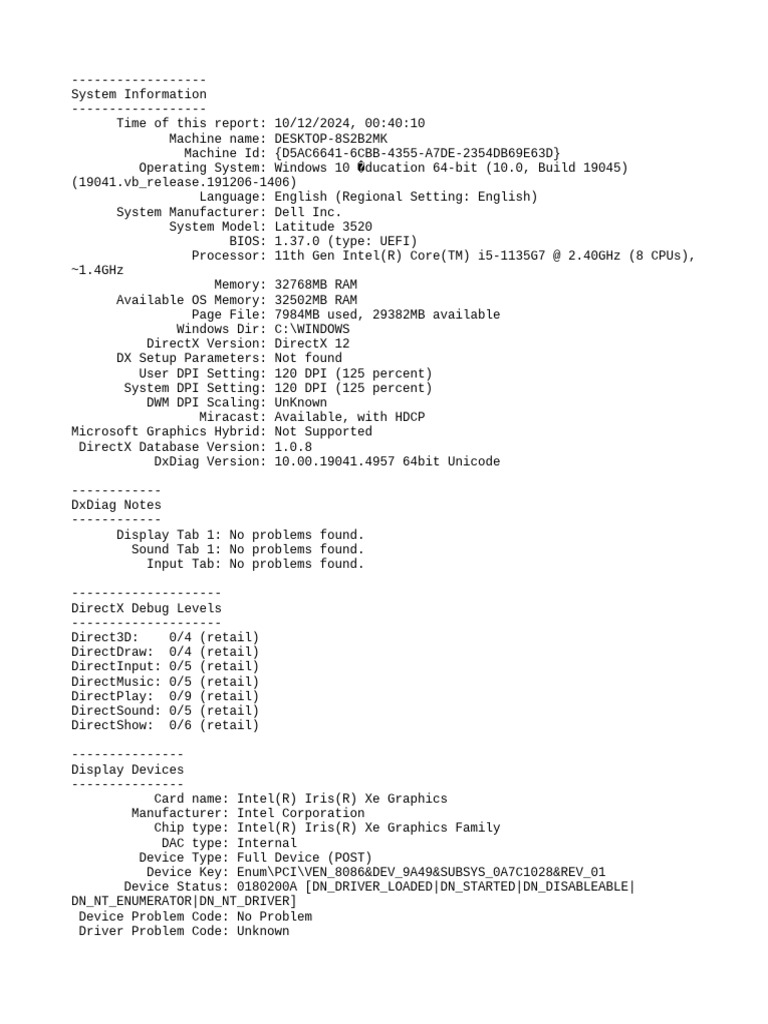 DX Diag | PDF | Device Driver | Microsoft Windows