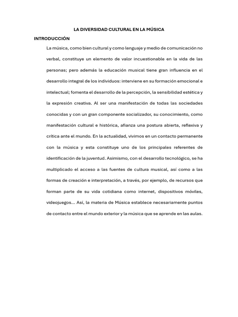 La Diversidad Cultural en La Músic | PDF | Sociedad | Las emociones