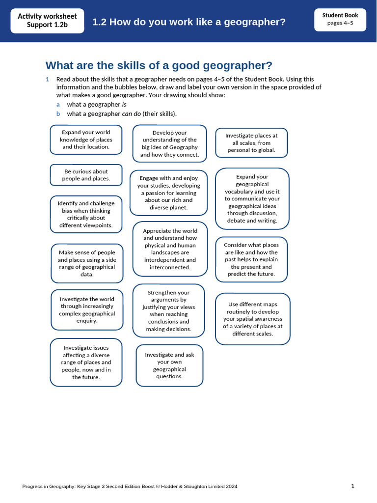 Activity Worksheet 1.2b | PDF | Geography | Space