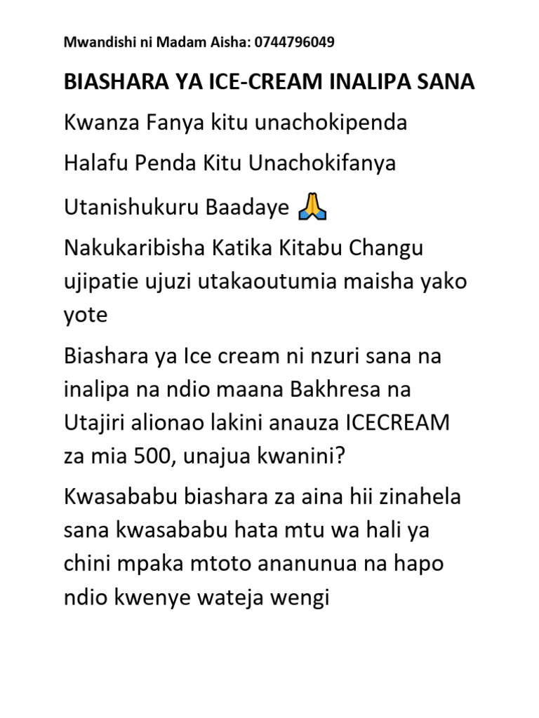 Ice Cream Za Biashara 1 | PDF
