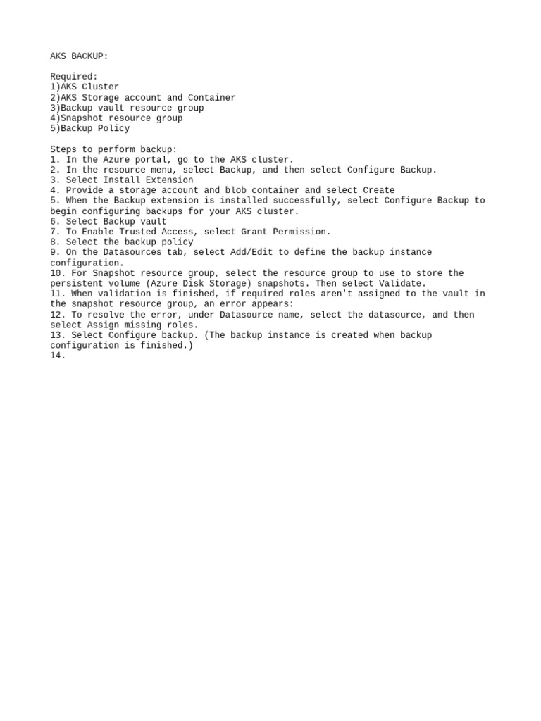 AKS Backup Guide for IT Admins | PDF | Computers | Technology & Engineering