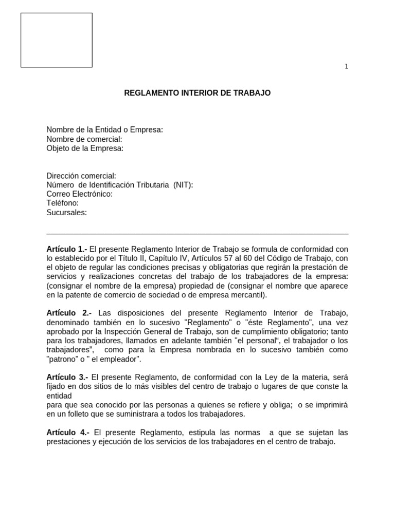 Reglamento Interior de Trabajo | PDF | Salario | Derecho laboral