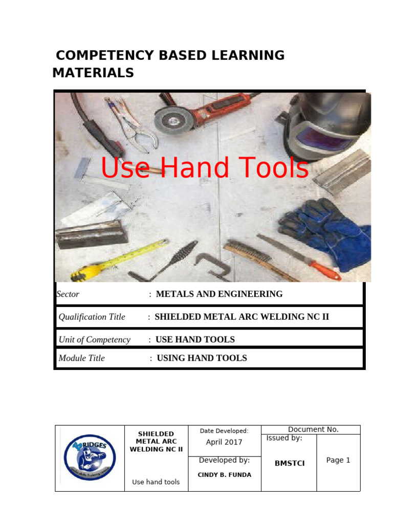 5UseHandToolsSMAWNCII PDF Welding Construction