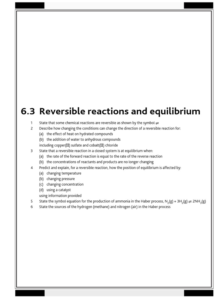 Reversible Reactions and Equilibrium Explained | PDF | Chemical ...