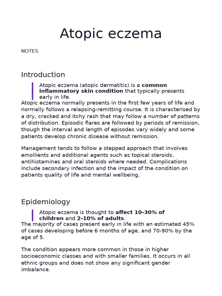 Atopic eczema | PDF | Dermatitis | Allergy
