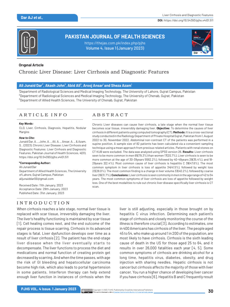 Chronic Liver Disease Liver Cirrhosis and Diagnost | PDF | Cirrhosis ...