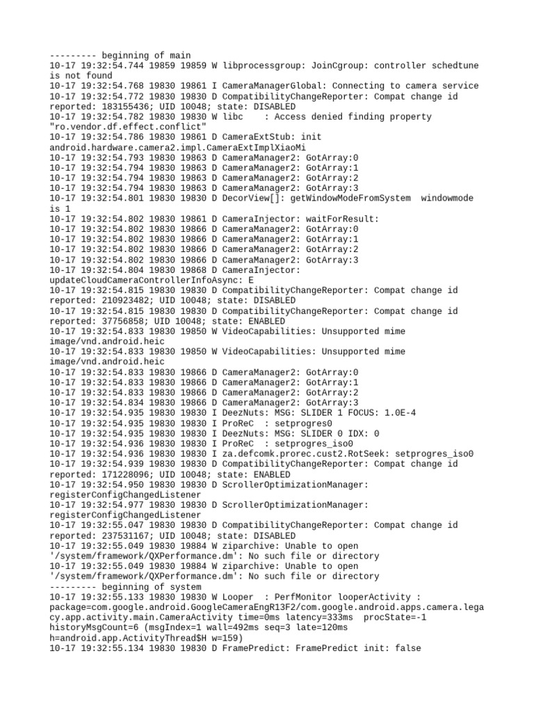 Camera Service Log Analysis | PDF | Computing | Computer Programming