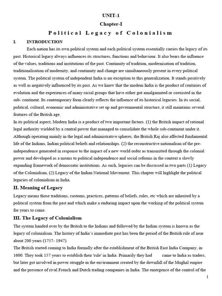 Political Legacy of Colonialism in India | PDF | British Raj ...