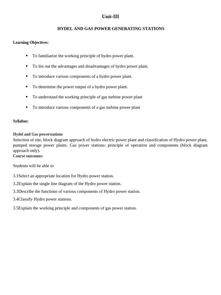 Unit3 - Hydal and Gas Power Stations | PDF | Power Station ...