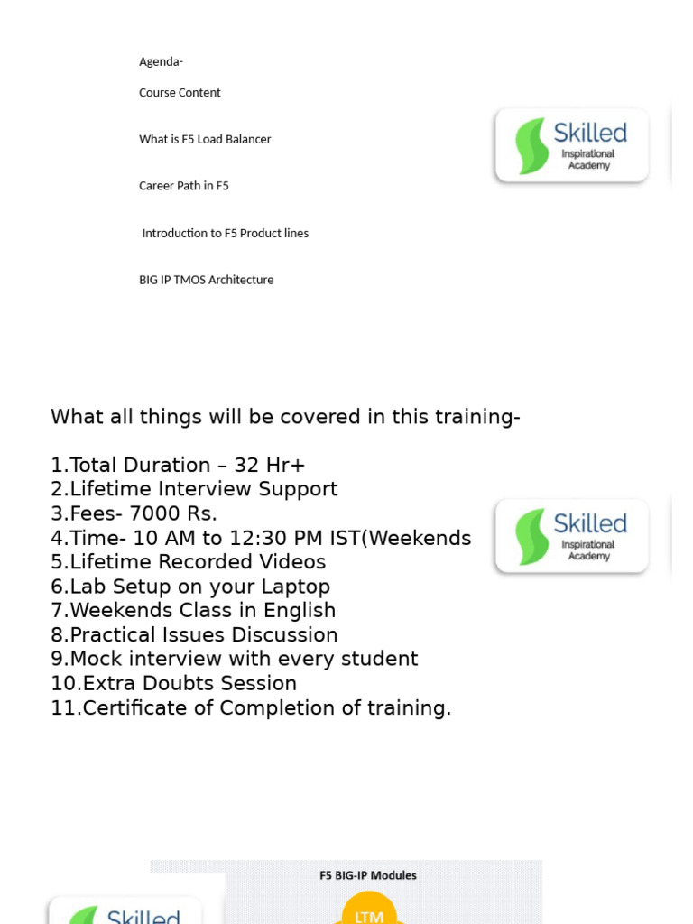 F5 Load Balancer Training Agenda | PDF | Computer Network | Load ...