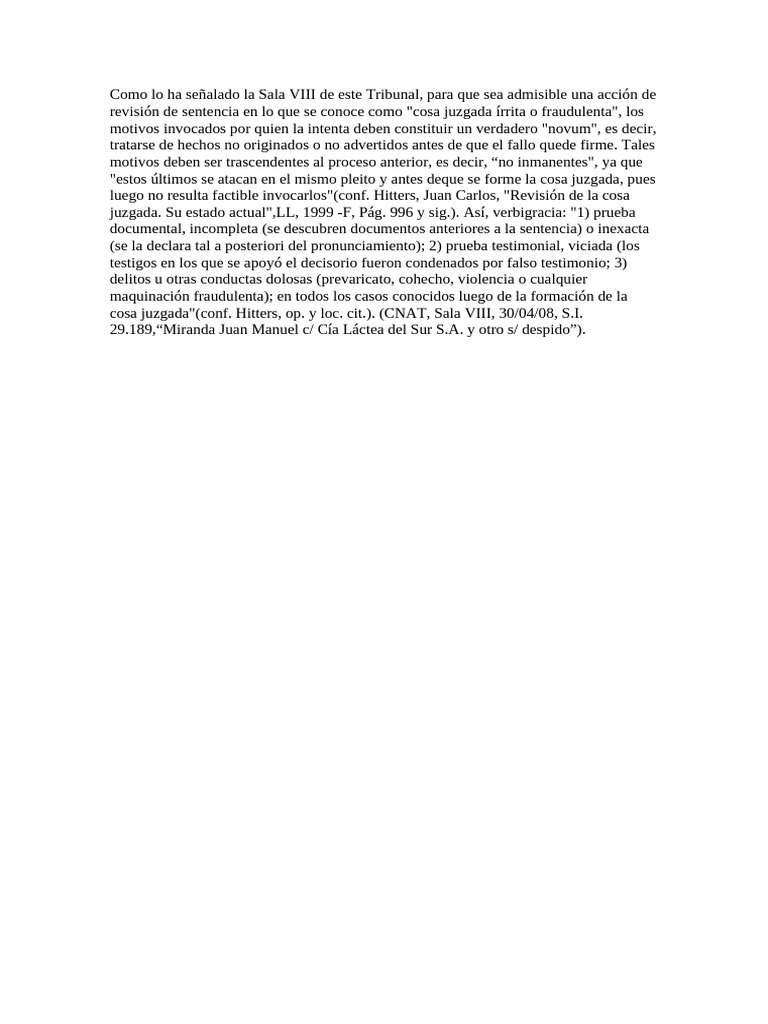 Cosa Juzgada Írrita - REQUISITOS PARA LA REVISIÓN DE SENTENCIA | PDF