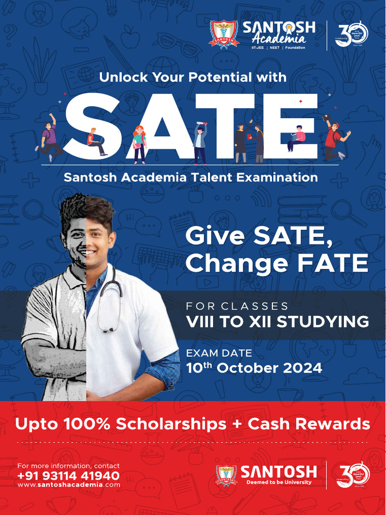 SATE 2024: Santosh Academia Exam Details | PDF | Chemistry | Equations