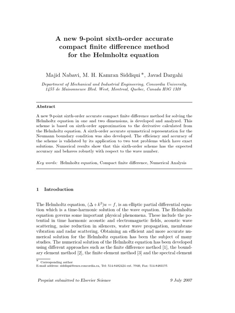 A New 9-Point Sixth-Order Accurate Compact Finite Difference Method For ...