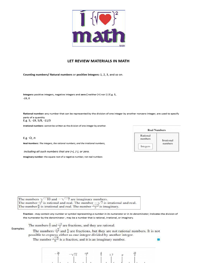 LET Reviewer Math | PDF | Numbers | Rational Number