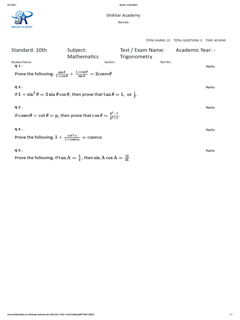 trigono identities | PDF | Trigonometry | Triangle Geometry