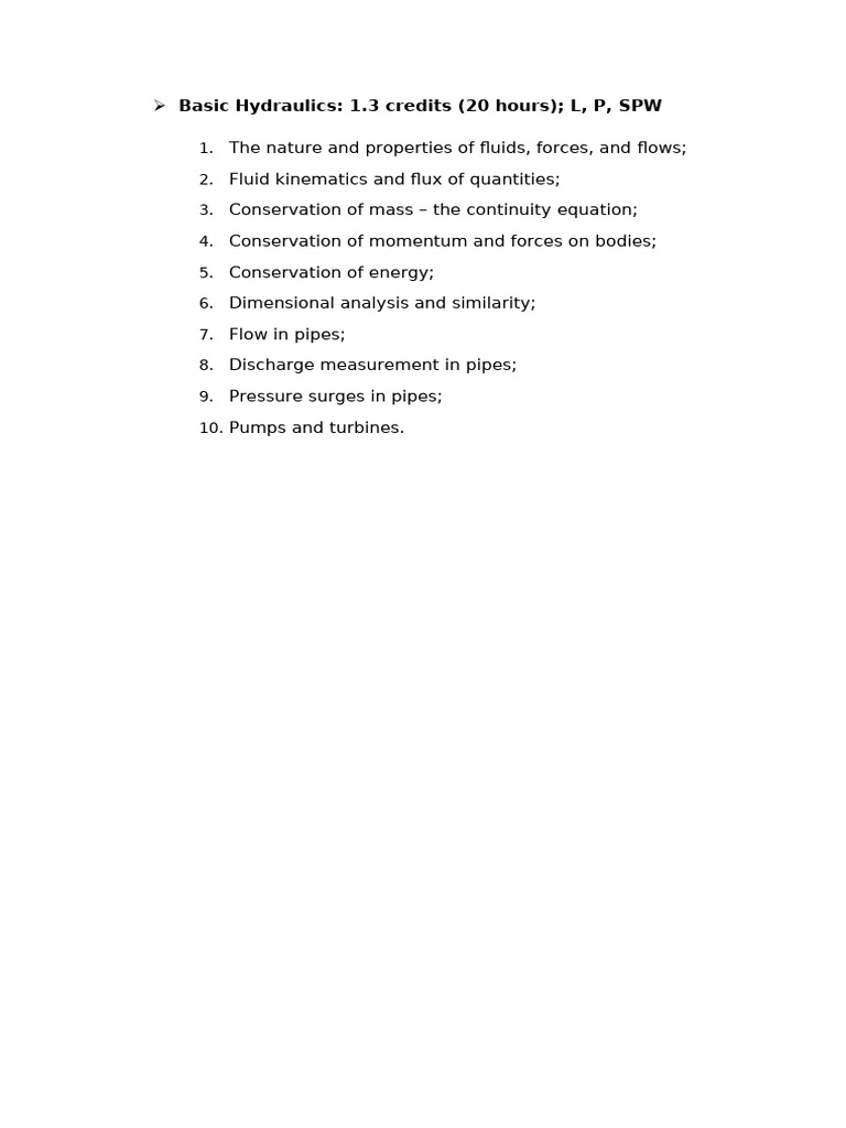 Basic Hydraulics | PDF | Science & Mathematics | Technology & Engineering