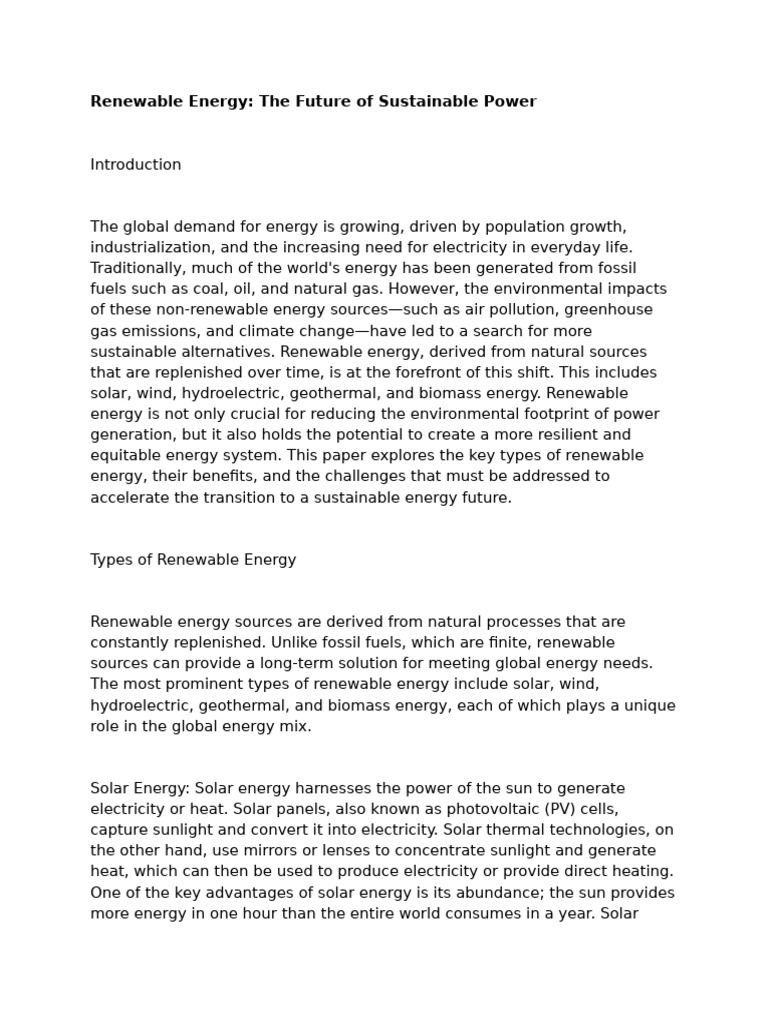 Future of Renewable Energy Solutions | PDF | Renewable Energy | Wind Power