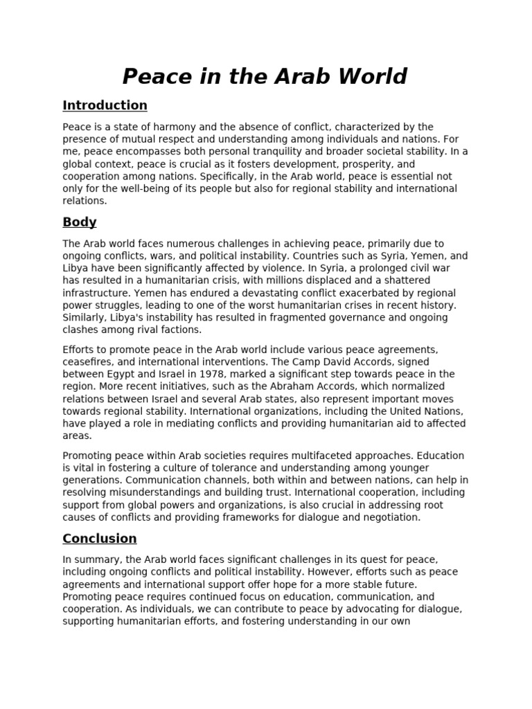 Peace in The Arab World | PDF | Peace | Arab World