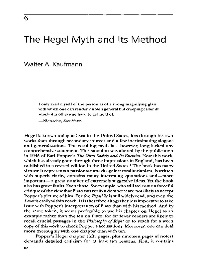Walter Kaufmann - The Hegel Myth and Its Method | PDF