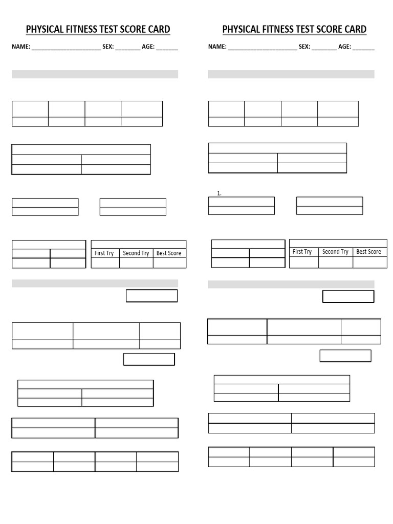 PFT 9 Score Card | PDF | Body Mass Index