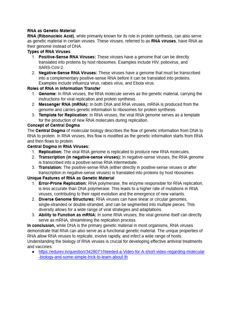 RNA Viruses: Replication and Examples | PDF | Virus | Rna