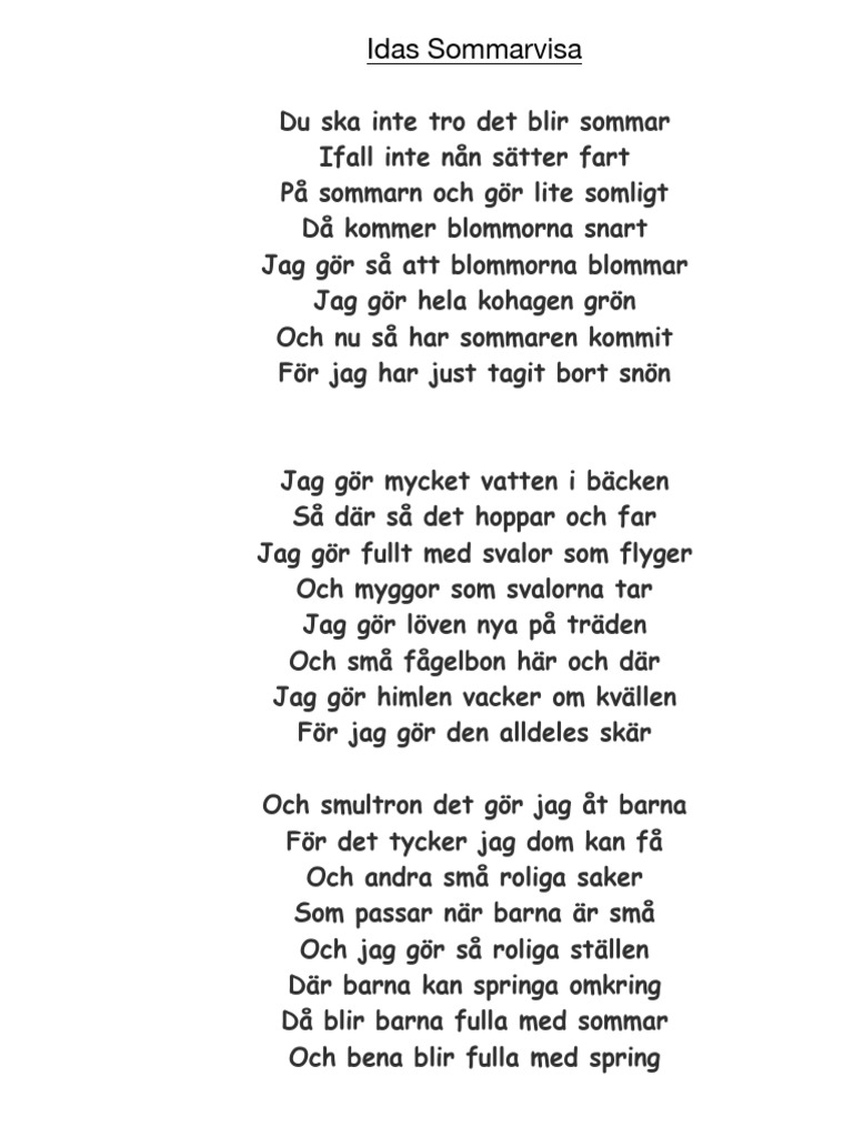 Ida S Sommarvisa | PDF