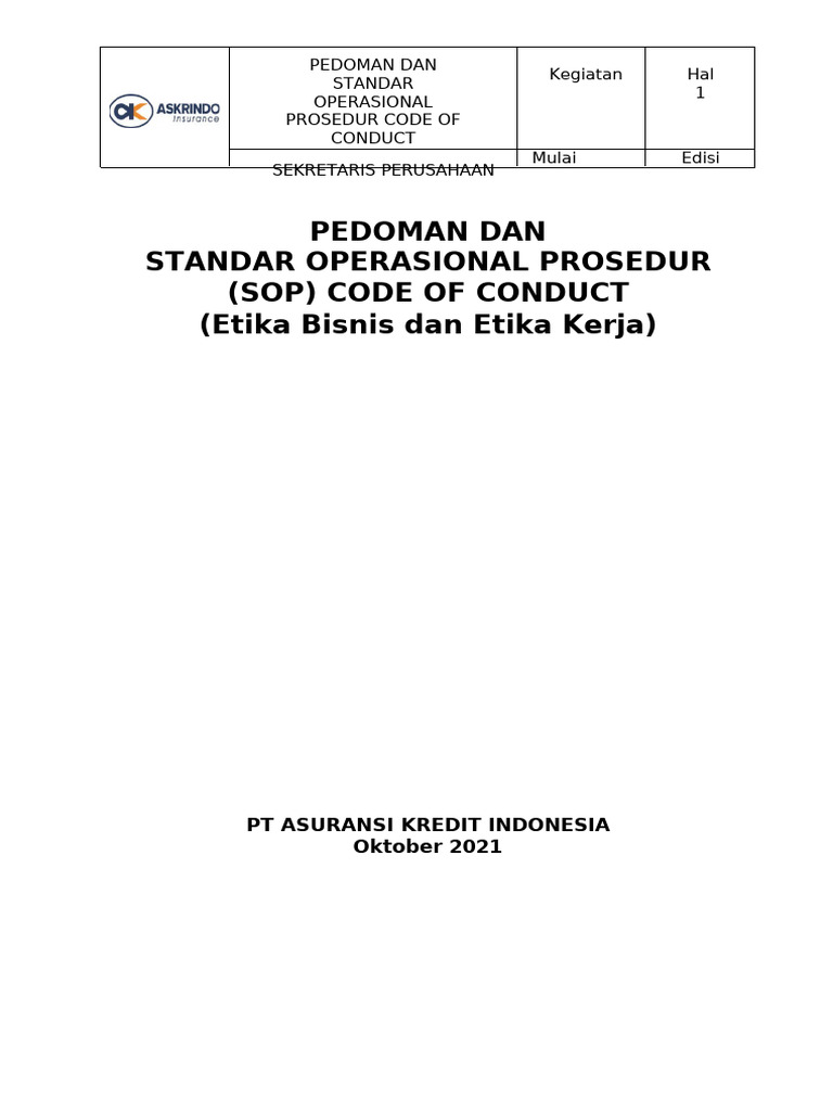 Pedoman Code of Conduct Perusahaan | PDF | Komputer