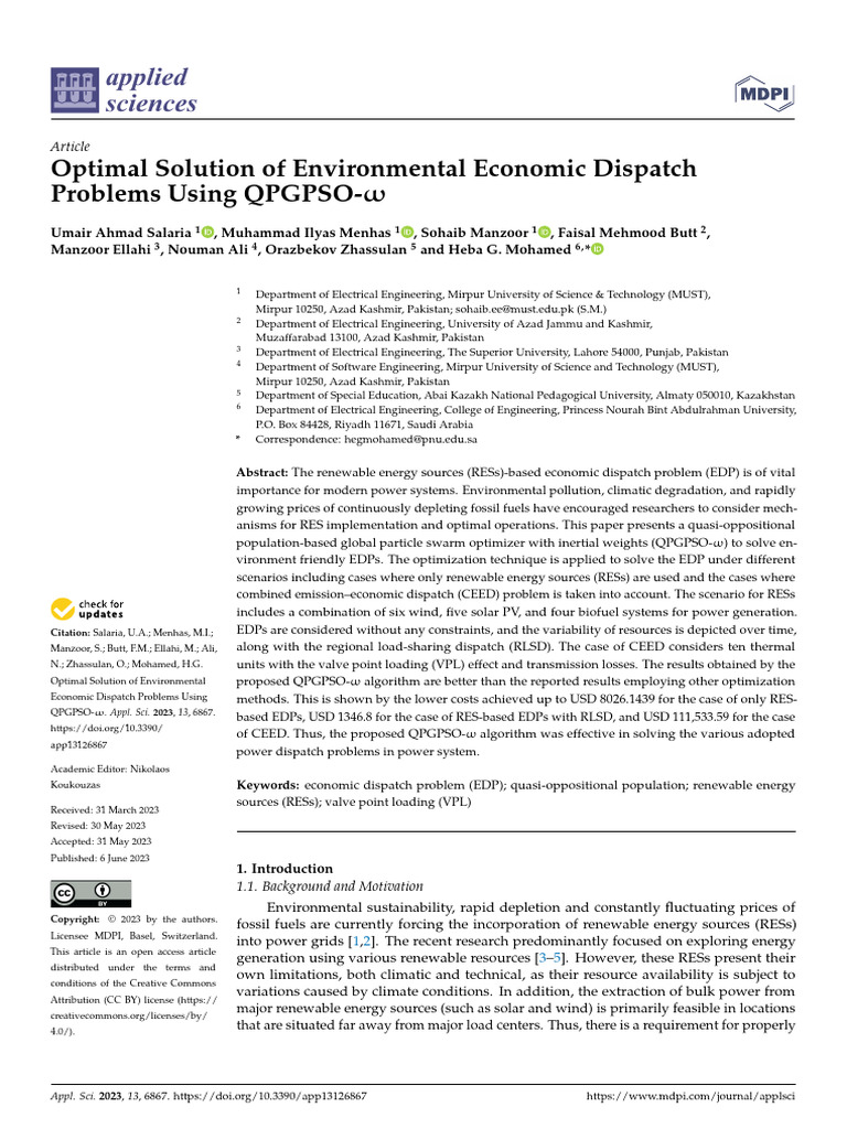 Optimal Solution of Environmental Economic Dispatch Problems Using ...