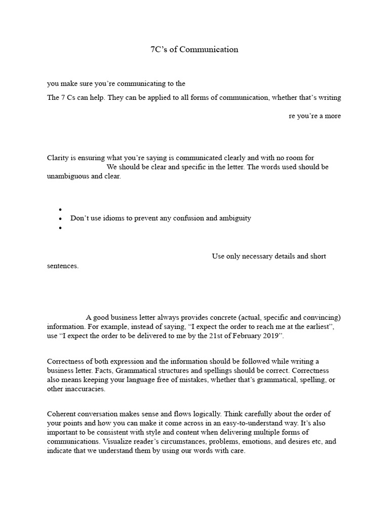 7C's of Communication | PDF | Communication | Information