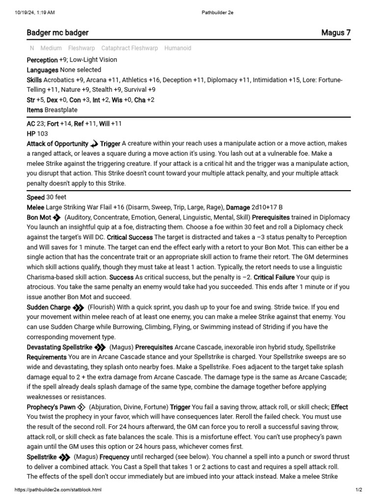 Pathbuilder 2e badger mcbad pdf