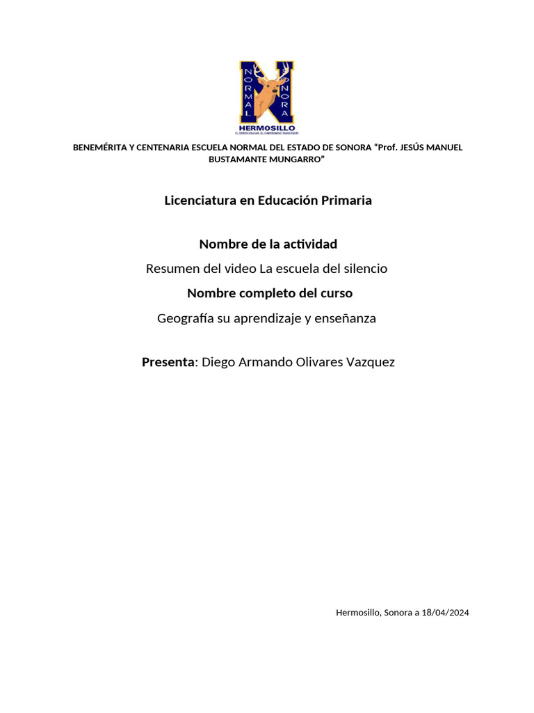 Resumen La Escuela Del Silencio Pdf