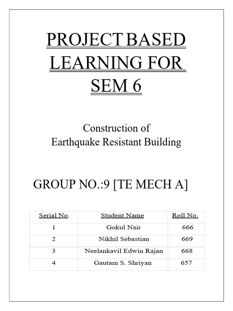 PBL Earthquake Resistant Building Report PDF Earthquake Engineering