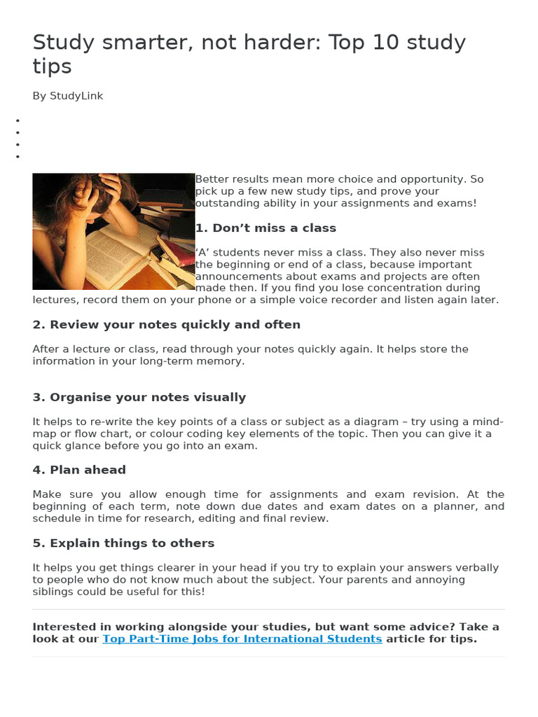 Top 10 Effective Study Tips | PDF | Learning Styles | Learning