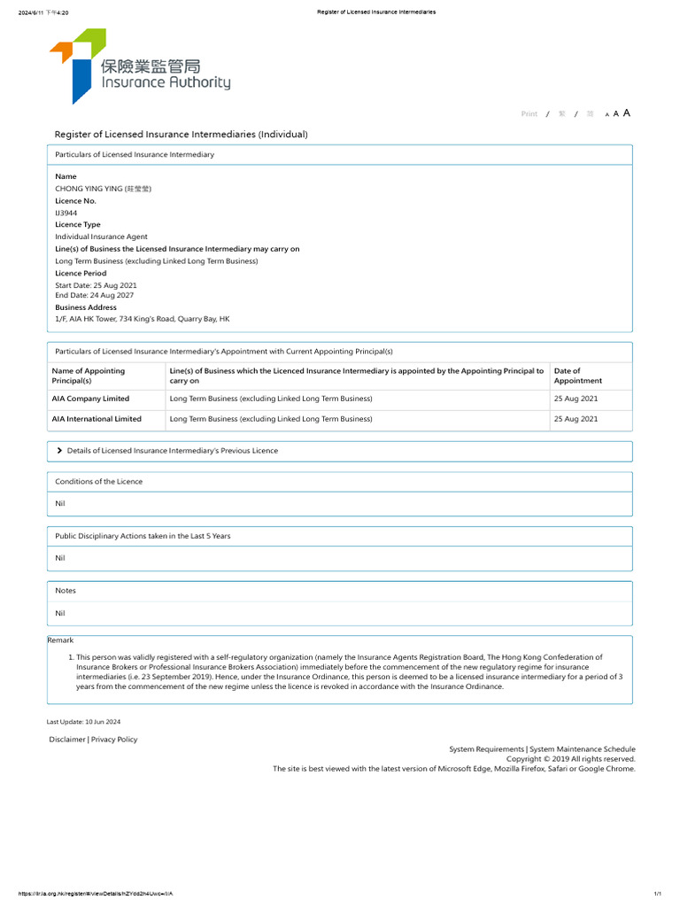 Register of Licensed Insurance Intermediaries | PDF | License | Insurance