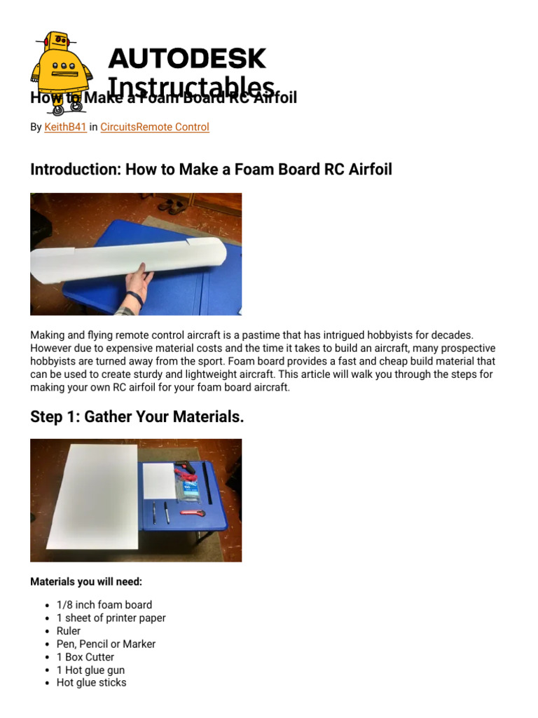 Build a Foam Board RC Airfoil | PDF | Spar (Aeronautics) | Airfoil